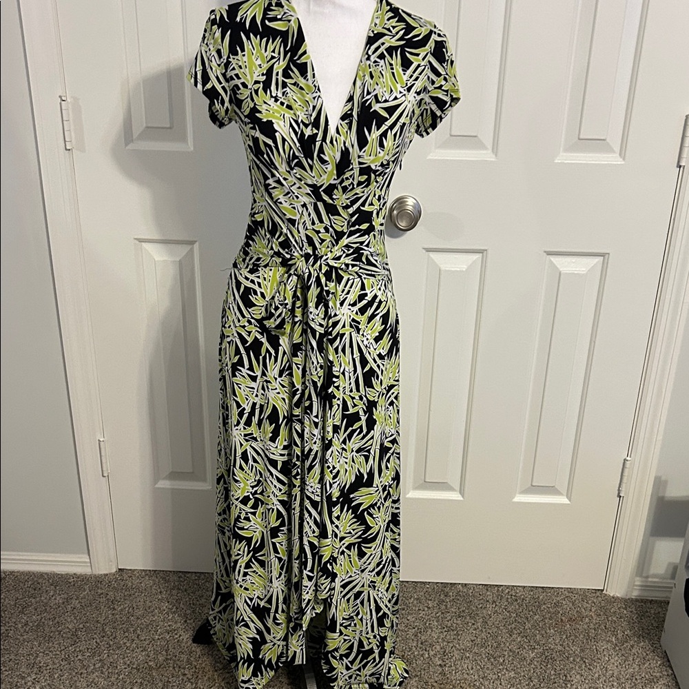 Michael Kors Black and Green High Low Dress